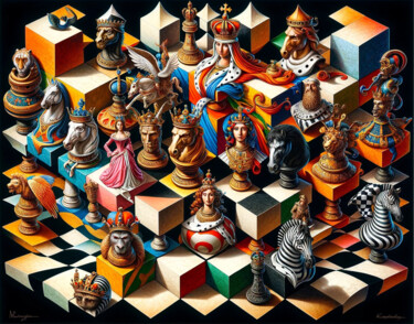 The Royal Masquerade of Chess 数字艺术 标题为“The Royal Masquerad…” 由Alberto Capitani, 原创艺术品, AI生成的图像