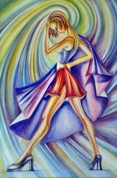 Verzweiflung Schilderij getiteld "Verzweiflung" door Olga Milova, Origineel Kunstwerk, Aquarel Gemonteerd op Houten paneel