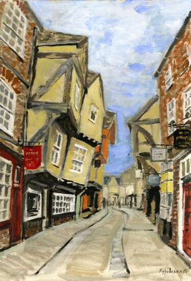 Ζωγραφική με τίτλο "The Shambles, York" από Lena Kurovska, Αυθεντικά έργα τέχνης, Ακρυλικό