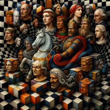 Voices of Power on the Checkered Stage 数字艺术 标题为“Voices of Power on…” 由Alberto Capitani, 原创艺术品, AI生成的图像