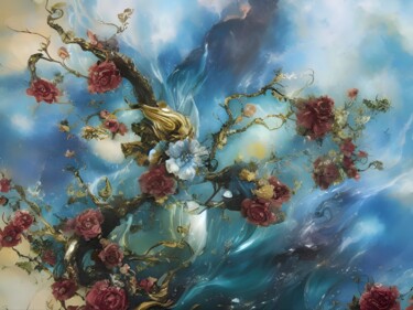 Digitale Kunst getiteld "Blue: A Vision of W…" door Meahau, Origineel Kunstwerk, AI gegenereerde afbeelding