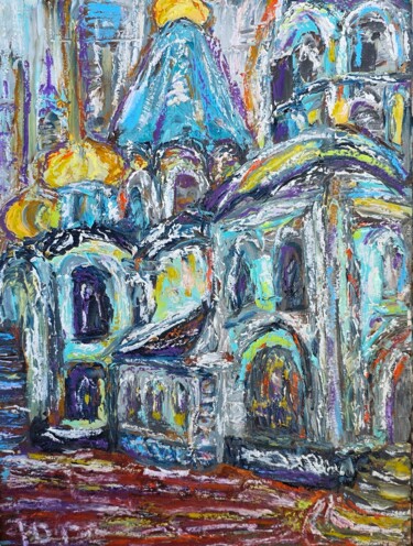 Schilderij getiteld "Heavenly Light in t…" door Yuliya Gündoğan (ostbiju_art), Origineel Kunstwerk, Olie Gemonteerd op Houte…