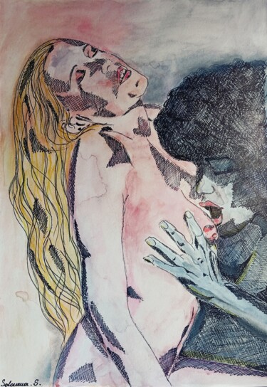 Schilderij getiteld "Инь-Янь" door Svetlana Soloveva, Origineel Kunstwerk, Aquarel