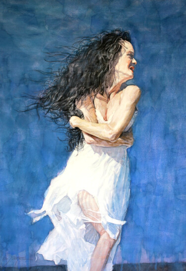 Schilderij getiteld ""The Expressive Dan…" door Bill James Family Estate-Jo Ann James Trustee, Origineel Kunstwerk, Aquarel