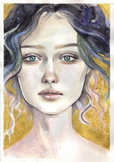 Guardian of the Dawn Painting titled "Guardian of the Dawn" by Leyla Zhunus, Original Artwork, Watercolor
