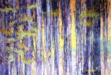 Drawing titled ""Tree Trunks"" by Bill James Family Estate-Jo Ann James Trustee, Original Artwork, Pastel Mounted on Cardboa…