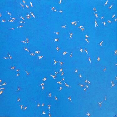 绘画 标题为“Ocean Swimming 2” 由Kathrin Flöge, 原创艺术品, 丙烯 安装在木质担架架上