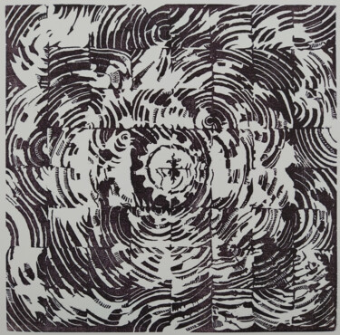Incisioni, stampe intitolato "Lame mandala" da Conor Byrne, Opera d'arte originale, Xilografia