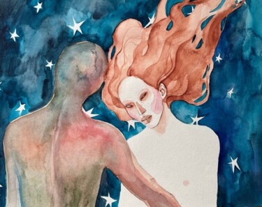 Love and Cosmos Картина под названием "Love and Cosmos" - Ototoi, Подлинное произведение искусства, Акварель