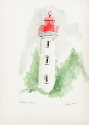 0505 Château d'Oléron Pintura intitulada "0505 Château d'Olér…" por Aquarelles-Alain, Obras de arte originais, Aquarela
