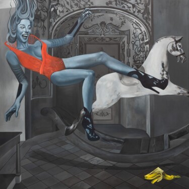 Painting titled "The absurd conflict…" by Irina Greciuhina, Original Artwork, Oil