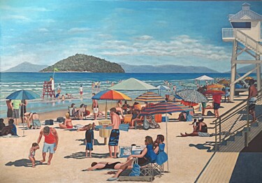 제목이 "Domingo de sol"인 미술작품 Galvão로, 원작, 아크릴 나무 들것 프레임에 장착됨