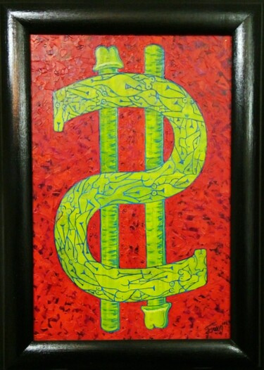 kamasutra dollar Peinture intitulée "kamasutra dollar" par Kyrylo Bondarenko, Œuvre d'art originale, Huile Monté sur Panneau de bois