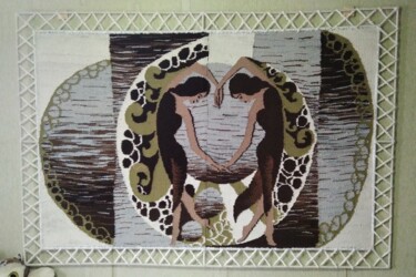 Textile Art με τίτλο "Heartfelt Friendship" από Olga Sunchali, Αυθεντικά έργα τέχνης, Ταπισερί Τοποθετήθηκε στο Μέταλλο