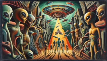 Arte digitale intitolato "VISITORS 003" da Karavix, Opera d'arte originale, Immagine generata dall'IA