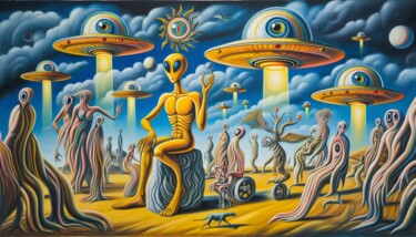Arte digitale intitolato "VISITORS 012" da Karavix, Opera d'arte originale, Immagine generata dall'IA
