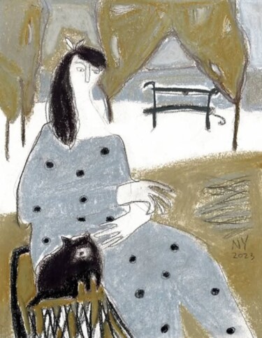 Dessin intitulée ""Women's Seriе" 002" par Natalia Yanekina, Œuvre d'art originale, Pastel Monté sur Carton
