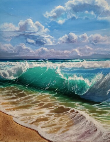 Braking waves painting original Malarstwo zatytułowany „Braking waves paint…” autorstwa Tetyana Hamilton, Oryginalna praca, Olej