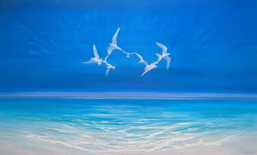 Ocean Magicians Peinture intitulée "Ocean Magicians" par Gill Bustamante, Œuvre d'art originale, Huile Monté sur Châssis en bois