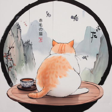 "Ginger cat is looki…" başlıklı Dijital Sanat Joanna Misoteri tarafından, Orijinal sanat, AI tarafından oluşturulan görüntü