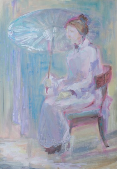 Pittura intitolato "Girl with an umbrel…" da K.Yastreb, Opera d'arte originale, Gouache