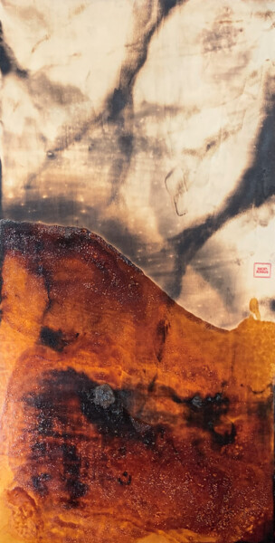 Peinture intitulée "firescape11" par Nacktschalig, Œuvre d'art originale, Fusain