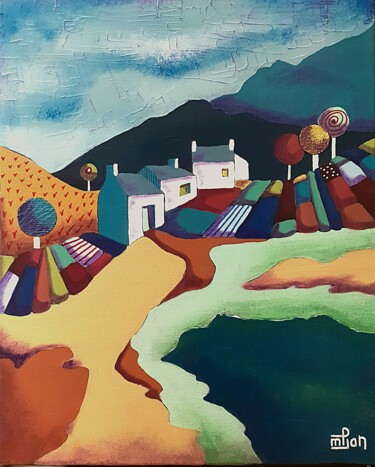 Pintura intitulada "Au bord de l'eau 2" por Marie-Pierre Jan, Obras de arte originais, Acrílico Montado em Armação em madeira