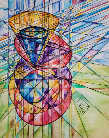 Poinsot's Dancing Cones "Poinsot's Dancing C…" başlıklı Tablo Elkement (Elke Stangl) tarafından, Orijinal sanat, Kalem Karton üzerine monte edilmiş