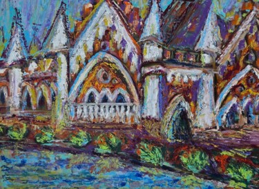 Painting titled "Gothic in Motion: P…" by Yuliya Gündoğan (ostbiju_art), Original Artwork, Oil Mounted on Wood Panel