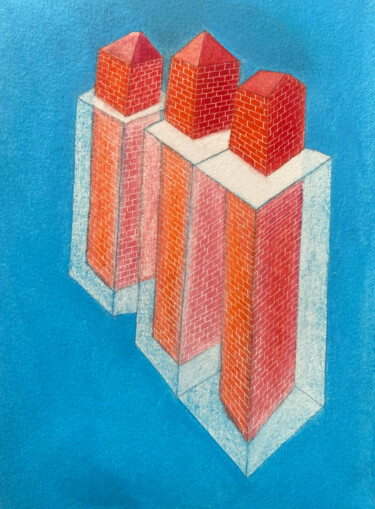 Entre ciel et briques "Entre ciel et briqu…" başlıklı Resim Dorine Knecht tarafından, Orijinal sanat, Pastel Karton üzerine monte edilmiş