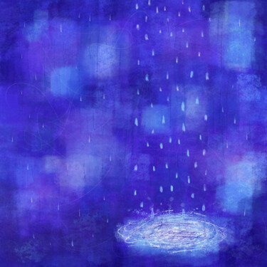 Blue Rain – Hand Embellished Limited Edition "Blue Rain – Hand Em…" başlıklı Dijital Sanat Tamiko Pettee tarafından, Orijinal sanat, Dijital Resim