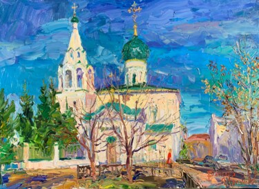 Peinture intitulée "Церковь св. великом…" par Vasilii Shikhanov, Œuvre d'art originale, Huile Monté sur Châssis en bois
