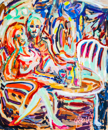 Cafe Kraft No:1 Peinture intitulée "Cafe Kraft No:1" par Göknil Gümüş Sungurtekin, Œuvre d'art originale, Huile