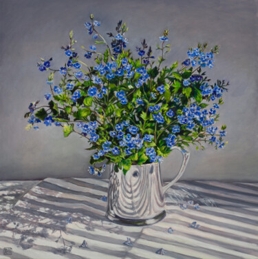 Forget-me-nots Peinture intitulée "Forget-me-nots" par Liudmila Pisliakova, Œuvre d'art originale, Huile Monté sur Châssis en bois
