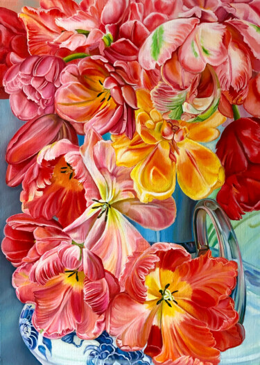 Tulips bouquet Σχέδιο με τίτλο "Tulips bouquet" από Viktoryia Lautsevich, Αυθεντικά έργα τέχνης, Λάδι