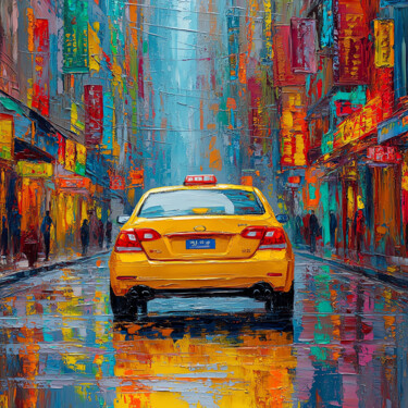 City Taxi 数字艺术 标题为“City Taxi” 由Tasha Ali, 原创艺术品, 数字油画