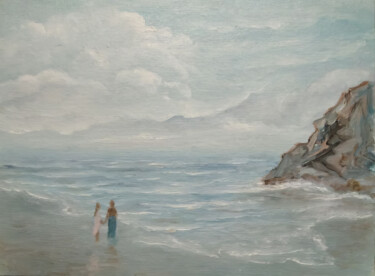 Serenity by the Shoreline Peinture intitulée "Serenity by the Sho…" par Sultan Aubekerov, Œuvre d'art originale, Huile
