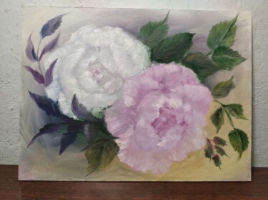 Tender Embrace of Ephemeral Roses Peinture intitulée "Tender Embrace of E…" par Sultan Aubekerov, Œuvre d'art originale, Acrylique