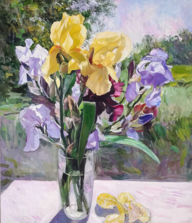 Sunlit Serenade in a Garden Ζωγραφική με τίτλο "Sunlit Serenade in…" από Sultan Aubekerov, Αυθεντικά έργα τέχνης, Λάδι