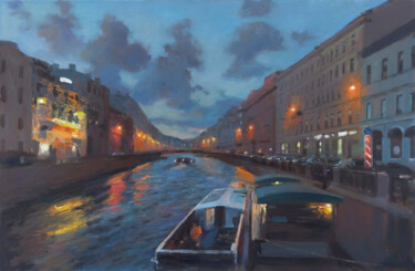 Evening Reflections on Serene Waters "Evening Reflections…" başlıklı Tablo Sultan Aubekerov tarafından, Orijinal sanat, Petrol