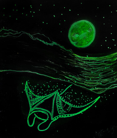 绘画 标题为“A stingray swims un…” 由Margarita Lyudvig (MLyudvig), 原创艺术品, 丙烯 安装在纸板上