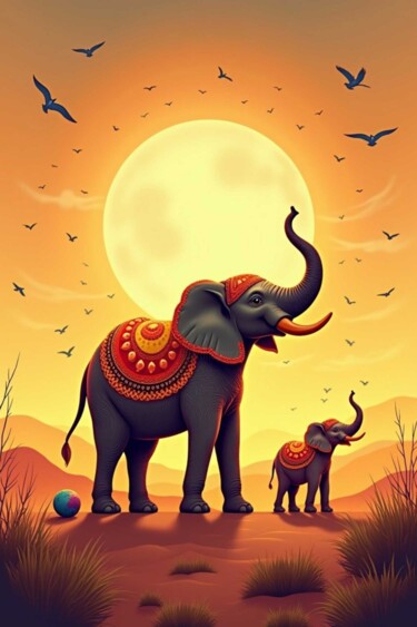 Arts numériques intitulée "Twilight Giants" par Samuel Isuge, Œuvre d'art originale, Impression numérique