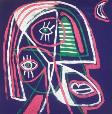 Retrato púrpura Painting titled "Retrato púrpura" by Enrique Pichardo, Original Artwork, Acrylic