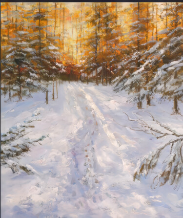 Whispers of Tranquility in Winter "Whispers of Tranqui…" başlıklı Tablo Sultan Aubekerov tarafından, Orijinal sanat, Petrol