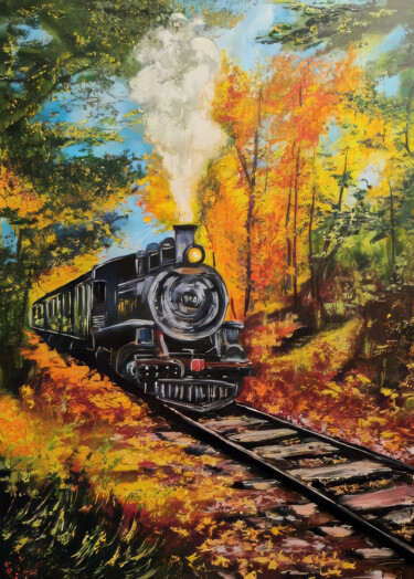 Journey Through Autumn's Embrace Peinture intitulée "Journey Through Aut…" par Sultan Aubekerov, Œuvre d'art originale, Huile