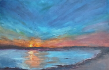 Schilderij getiteld "Twilight's Embrace…" door Sultan Aubekerov, Origineel Kunstwerk, Olie
