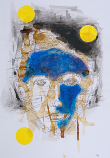 Drawing titled "5+-* / Eyes Wide Sh…" by Leni Smoragdova, Original Artwork, Ink