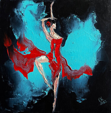 Flamenco 6 Schilderij getiteld "Flamenco 6" door Volodymyr Nezdiimynoha, Origineel Kunstwerk, Olie Gemonteerd op Frame voor houten bran…