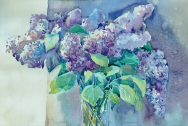 Painting titled "Lilac Murmurs" by Ariadna Shmidt (AriS), Original Artwork, Watercolor