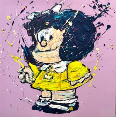 Abstract Mafalda 绘画 标题为“Abstract Mafalda” 由Vispo, 原创艺术品, 丙烯 安装在木质担架架上